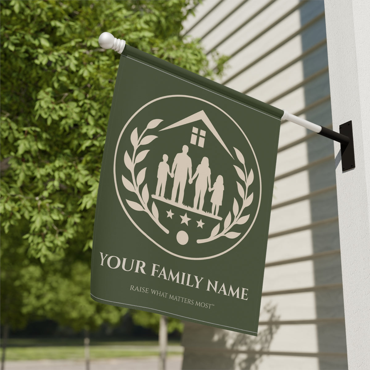 The Original Family Banner™ | Personalized Garden Flag | Olive