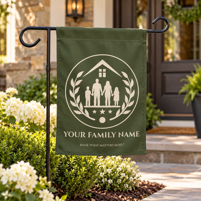 The Original Family Banner™ | Personalized Garden Flag | Olive