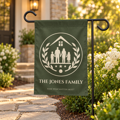 The Original Family Banner™ | Personalized Garden Flag | Olive